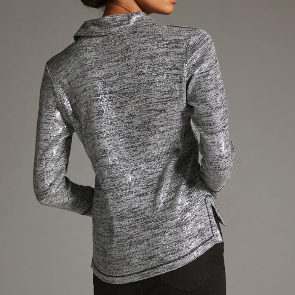 NWT Anthro Button-Up Sequin Top - Picture 4 of 9